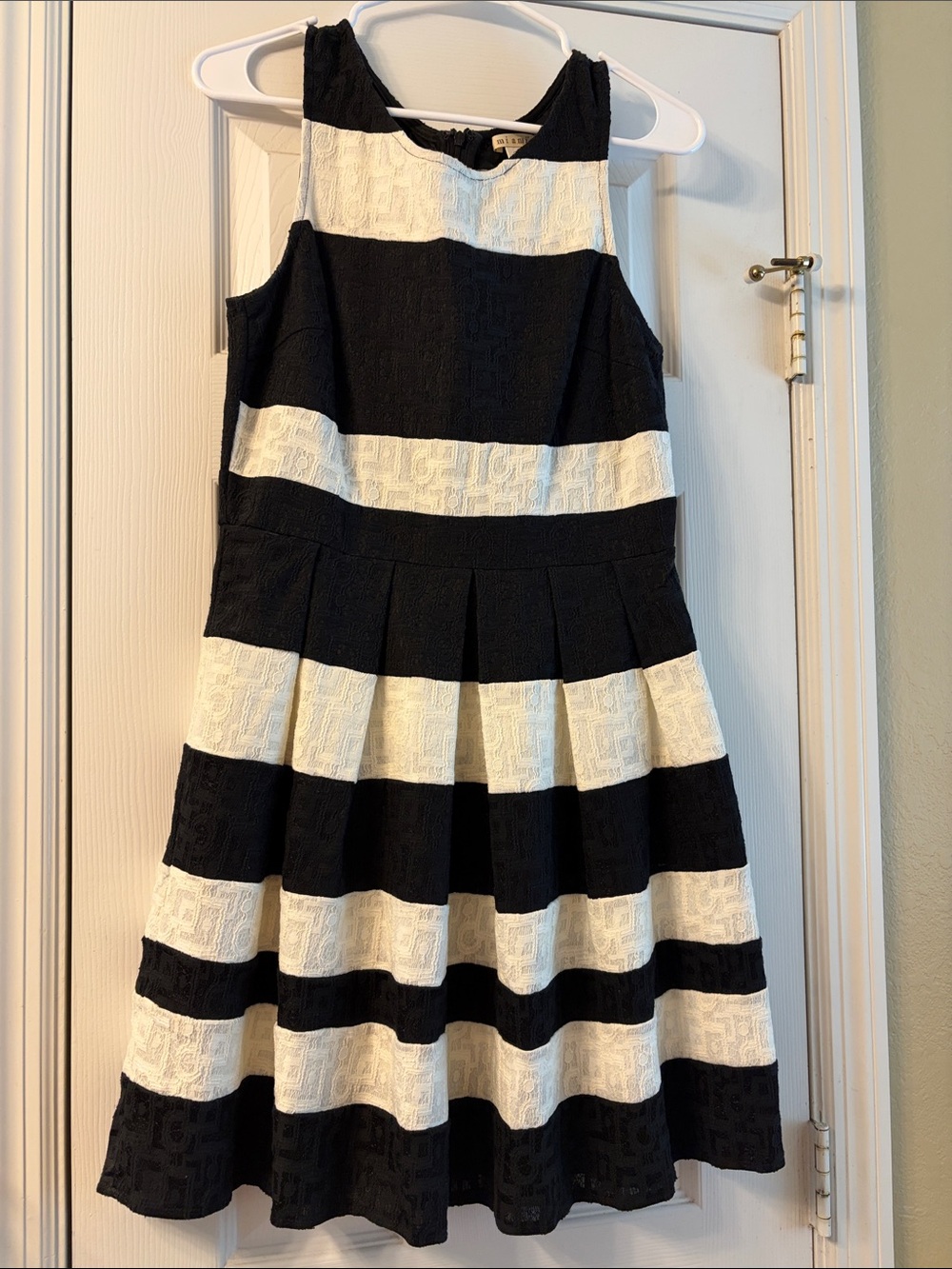 Black and White Striped Fit-and-Flare Dress